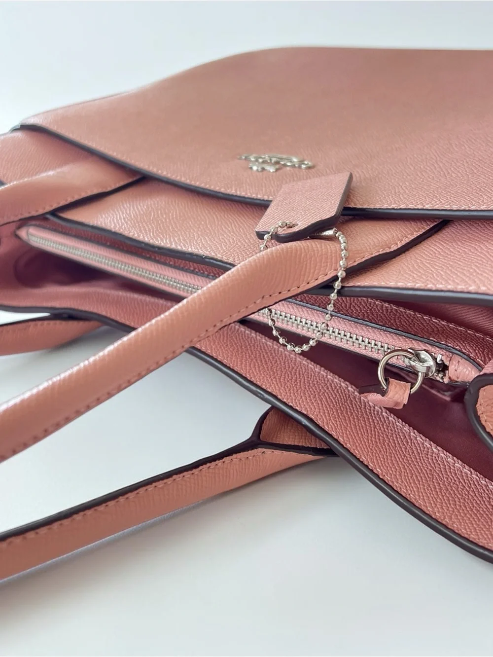 Coach Casey Blush Pink Cross Grain Structured Leather Tote F31474